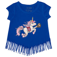 Chicago Cubs Tiny Turnip Girls Youth Unicorn Fringe T-Shirt - Royal