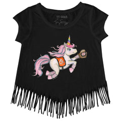 Baltimore Orioles Tiny Turnip Girls Youth Unicorn Fringe T-Shirt - Black
