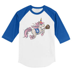 Los Angeles Dodgers Tiny Turnip Youth Unicorn 3/4-Sleeve Raglan T-Shirt - White/Royal