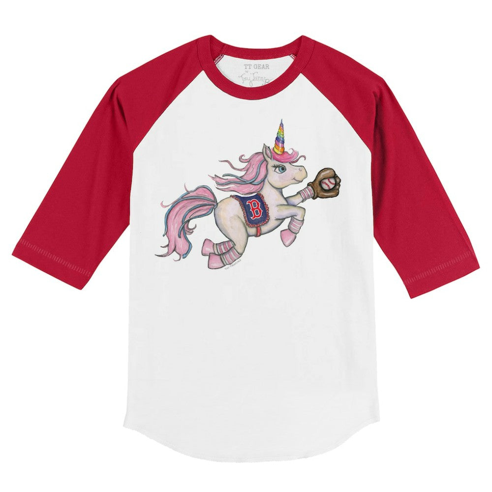 Boston Red Sox Tiny Turnip Youth Unicorn 3/4-Sleeve Raglan T-Shirt - White/Red