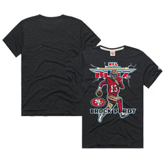 Brock Purdy San Francisco 49ers Homage Unisex NFL Blitz Player Tri-Blend T-Shirt - Heathered Black discount
