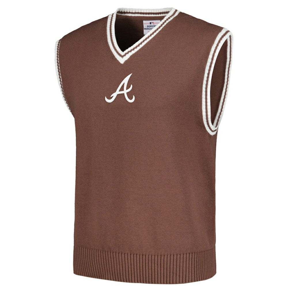 Atlanta Braves PLEASURES Knit V-Neck Pullover Sweater Vest - Brown