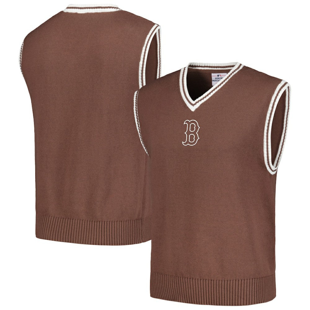 Boston Red Sox PLEASURES Knit V-Neck Pullover Sweater Vest - Brown
