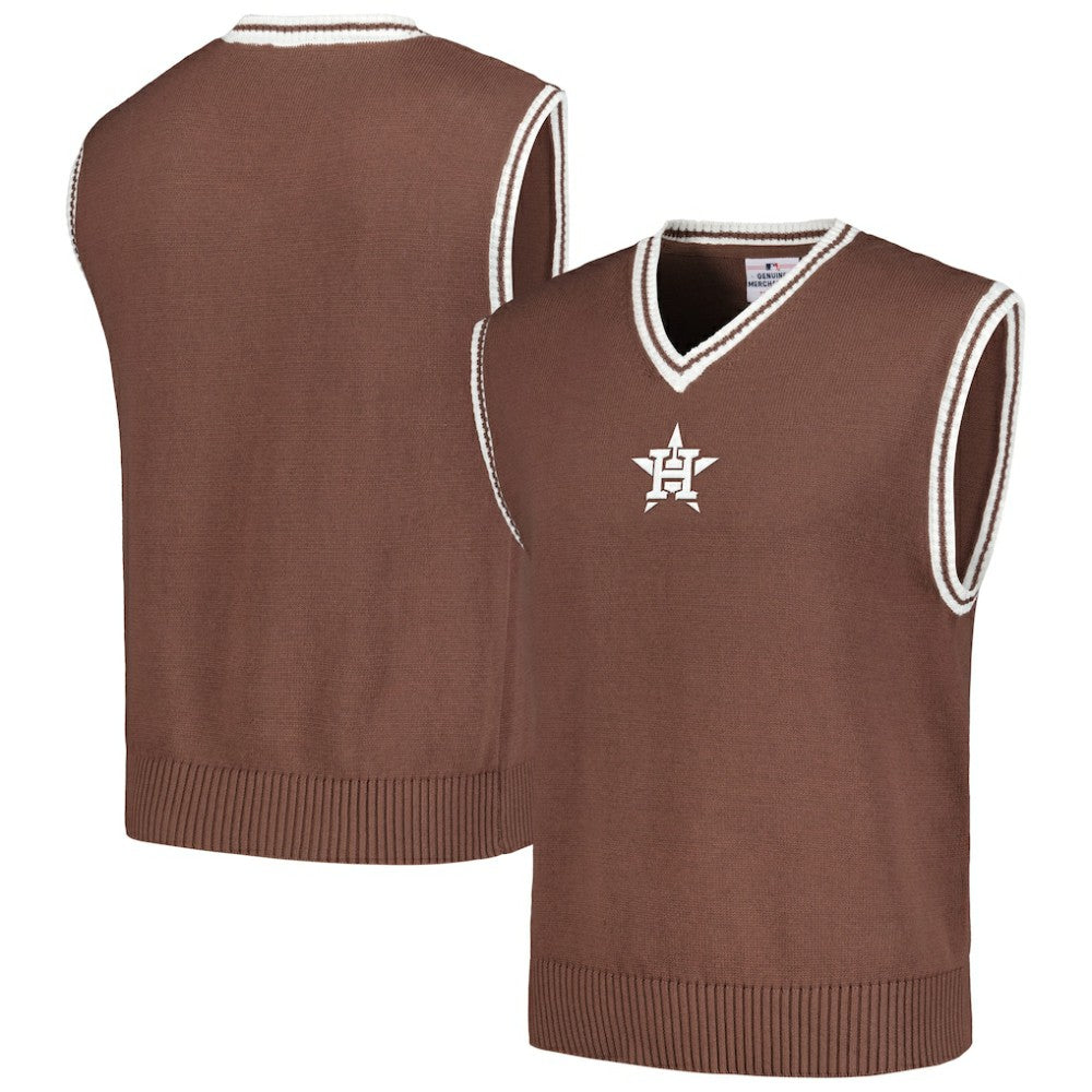 Houston Astros PLEASURES Knit V-Neck Pullover Sweater Vest - Brown