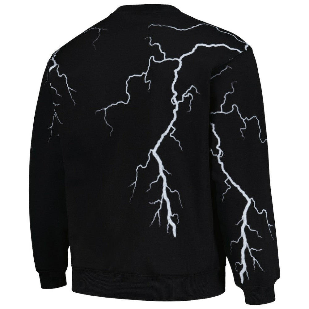 Atlanta Braves PLEASURES Lightning Crewneck Pullover Sweatshirt - Black
