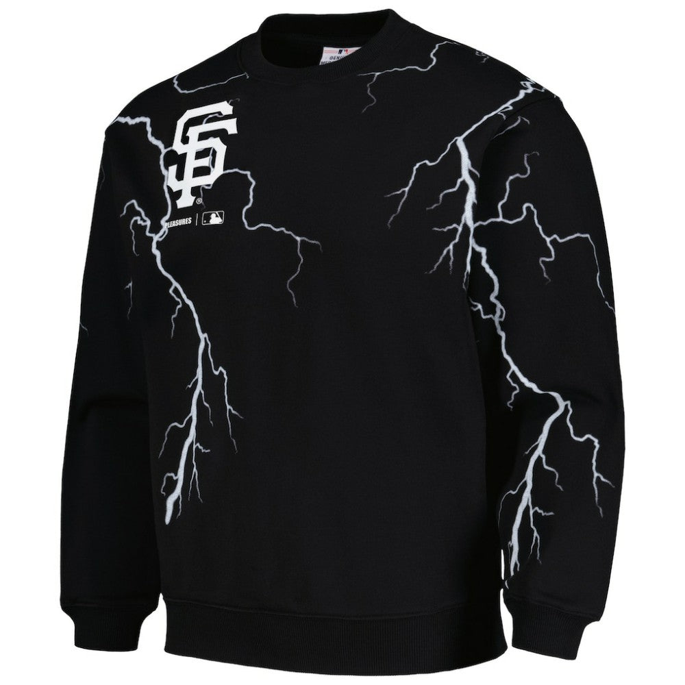 San Francisco Giants PLEASURES Lightning Crewneck Pullover Sweatshirt - Black