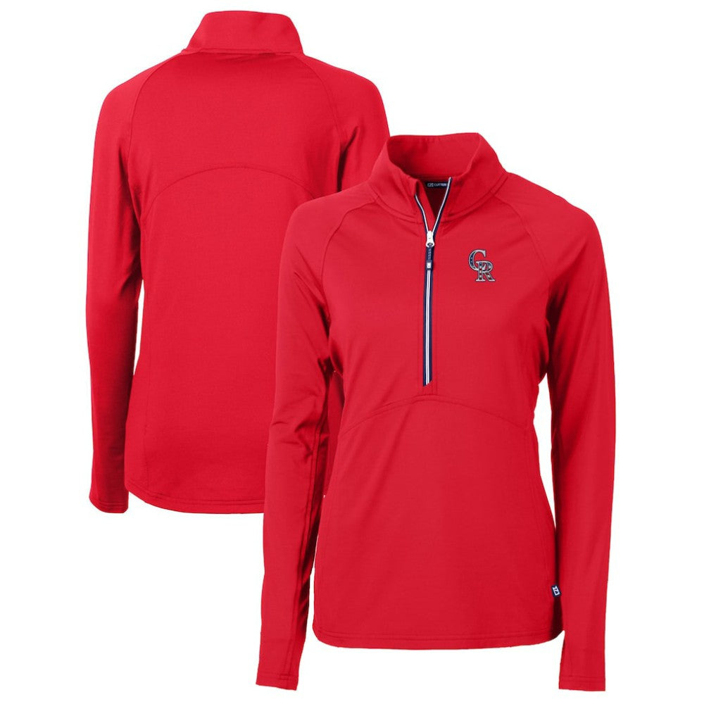 Colorado Rockies Cutter & Buck Women's Americana Logo Adapt Eco Knit Stretch Recycled Half-Zip Pullover Top - Red