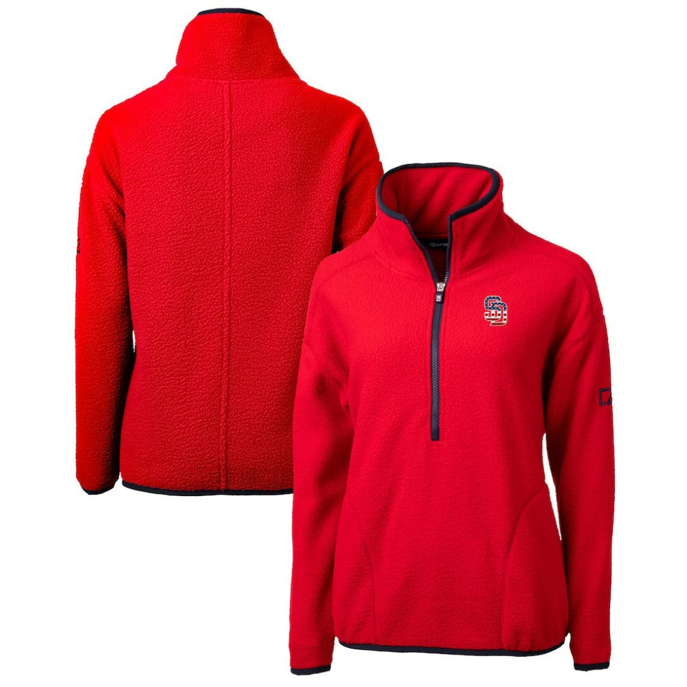 San Diego Padres Cutter & Buck Women's Americana Logo Cascade Eco Sherpa Fleece Half-Zip Pullover Jacket - Red