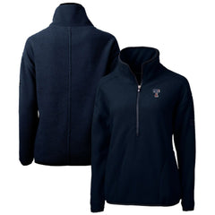 Texas Rangers Cutter & Buck Women's Americana Logo Cascade Eco Sherpa Fleece Half-Zip Pullover Jacket - Navy