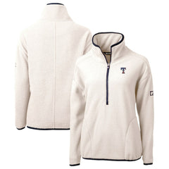 Texas Rangers Cutter & Buck Women's Americana Logo Cascade Eco Sherpa Fleece Half-Zip Pullover Jacket - White