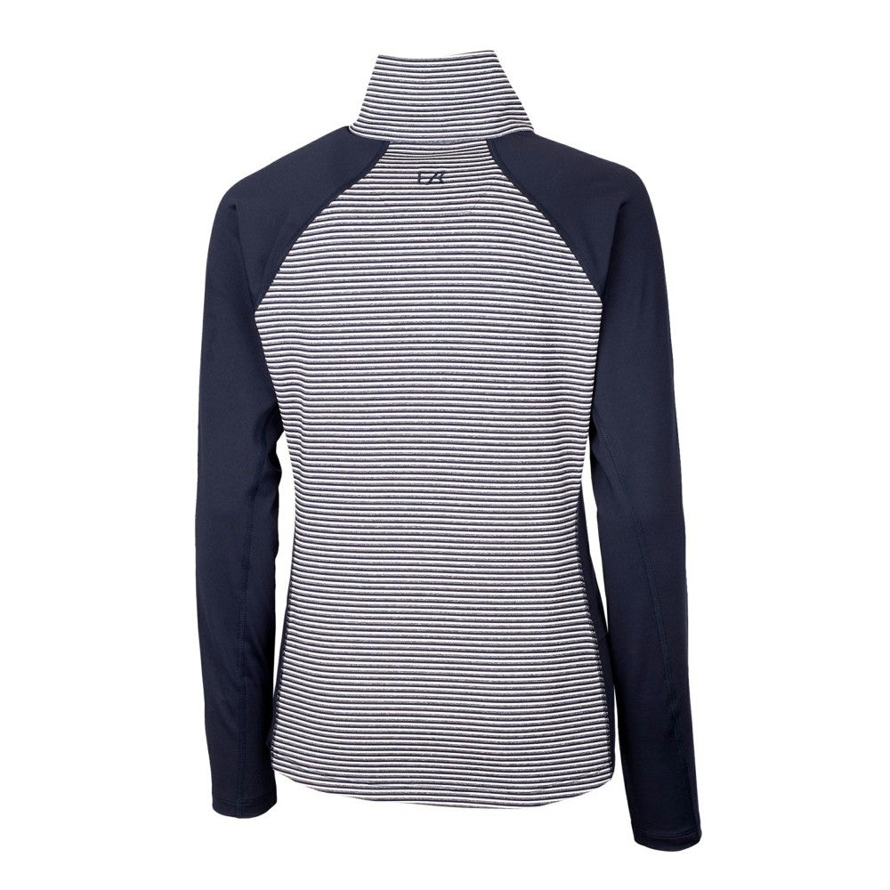 Milwaukee Brewers Cutter & Buck Women's Americana Logo Forge Tonal Stripe Stretch Half-Zip Pullover Top - Navy