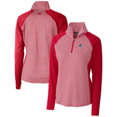 Philadelphia Phillies Cutter & Buck Women's Americana Logo Forge Tonal Stripe Stretch Half-Zip Pullover Top - Cardinal