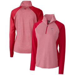 Cincinnati Reds Cutter & Buck Women's Americana Logo Forge Tonal Stripe Stretch Half-Zip Pullover Top - Cardinal