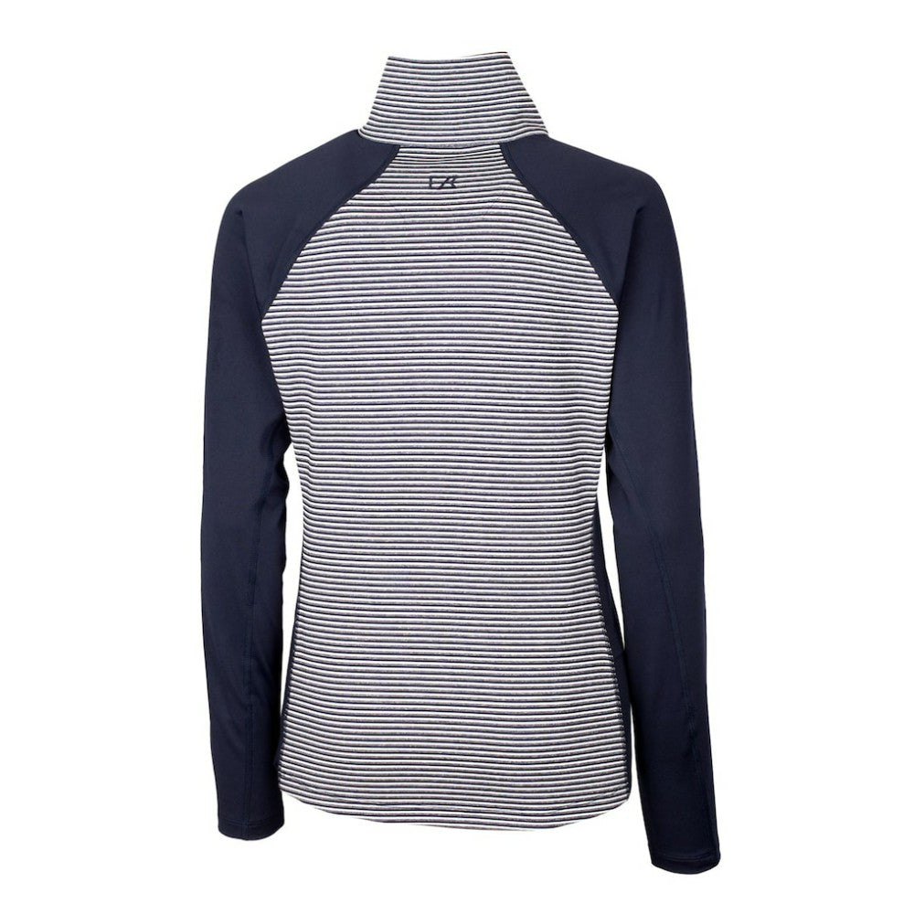 Washington Nationals Cutter & Buck Women's Americana Logo Forge Tonal Stripe Stretch Half-Zip Pullover Top - Navy
