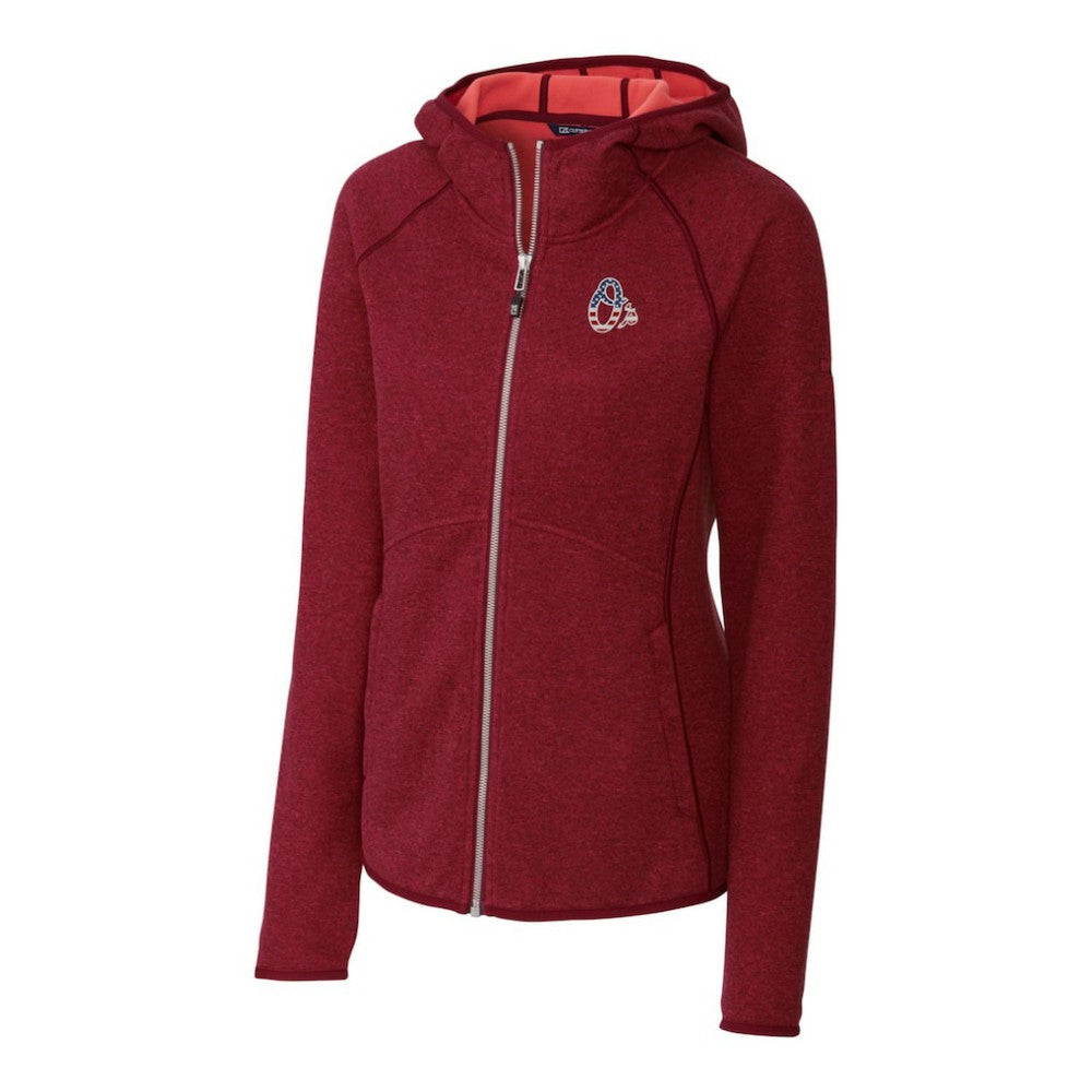Baltimore Orioles Cutter & Buck Women's Americana Logo Mainsail Sweater-Knit Full-Zip Hoodie - Cardinal