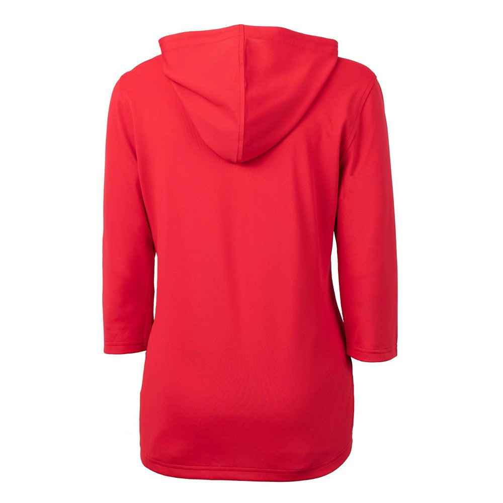 Cleveland Guardians Cutter & Buck Women's Americana Logo DryTec Virtue Eco Pique Recycled Half-Zip Pullover Hoodie - Red