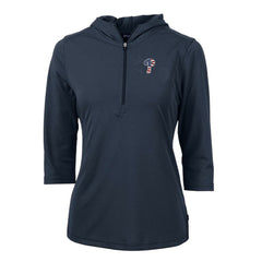 Philadelphia Phillies Cutter & Buck Women's Americana Logo DryTec Virtue Eco Pique Recycled Half-Zip Pullover Hoodie - Navy