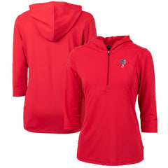 Philadelphia Phillies Cutter & Buck Women's Americana Logo DryTec Virtue Eco Pique Recycled Half-Zip Pullover Hoodie - Red
