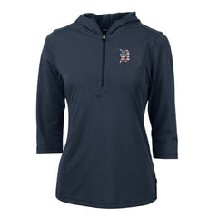 Detroit Tigers Cutter & Buck Women's Americana Logo DryTec Virtue Eco Pique Recycled Half-Zip Pullover Hoodie - Navy