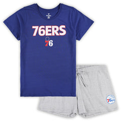 Philadelphia 76ers Women's Plus Size T-Shirt & Shorts Combo Set - Royal/Heather Gray | Fanatics on sale