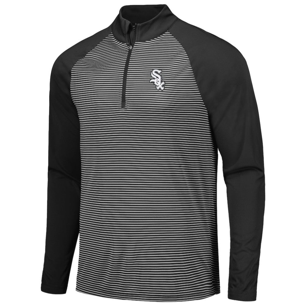 Chicago White Sox Levelwear Charter Striped Raglan Quarter-Zip Top - Black