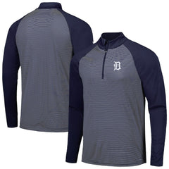 Detroit Tigers Levelwear Charter Striped Raglan Quarter-Zip Top - Navy
