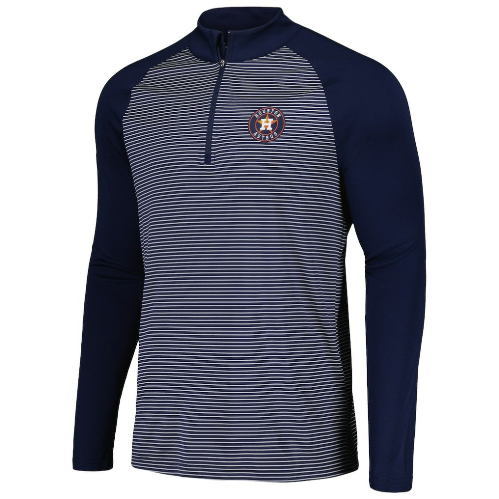 Houston Astros Levelwear Charter Striped Raglan Quarter-Zip Top - Navy