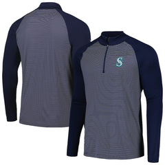 Seattle Mariners Levelwear Charter Striped Raglan Quarter-Zip Top - Navy