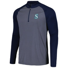 Seattle Mariners Levelwear Charter Striped Raglan Quarter-Zip Top - Navy
