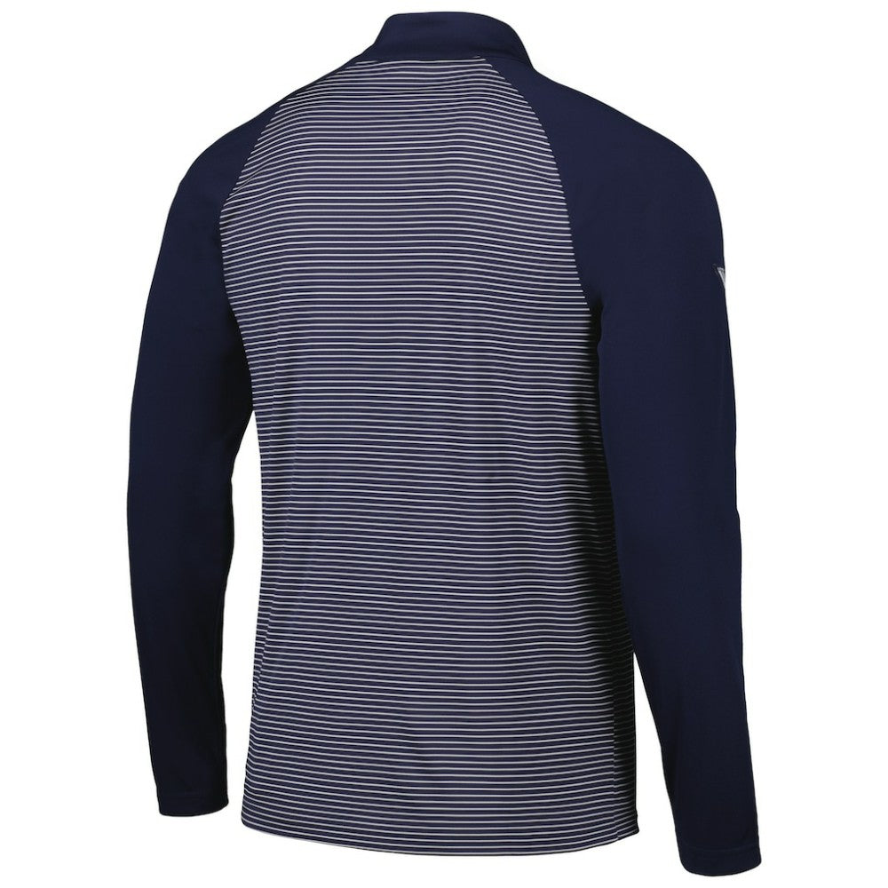 Seattle Mariners Levelwear Charter Striped Raglan Quarter-Zip Top - Navy