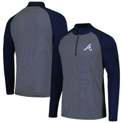 Atlanta Braves Levelwear Charter Striped Raglan Quarter-Zip Top - Navy
