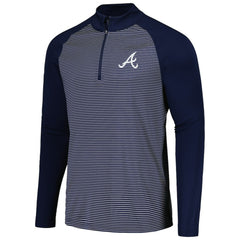 Atlanta Braves Levelwear Charter Striped Raglan Quarter-Zip Top - Navy