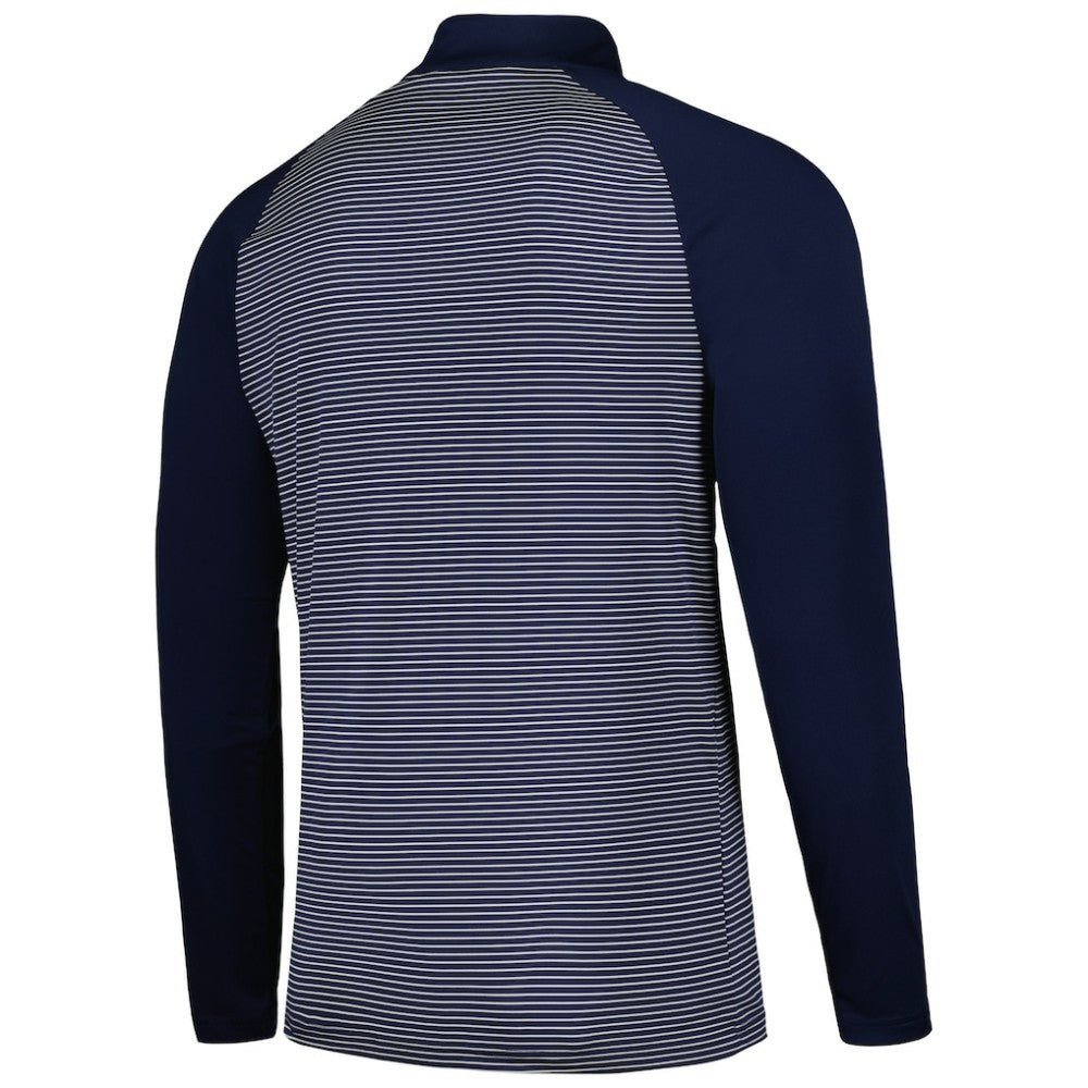 Atlanta Braves Levelwear Charter Striped Raglan Quarter-Zip Top - Navy