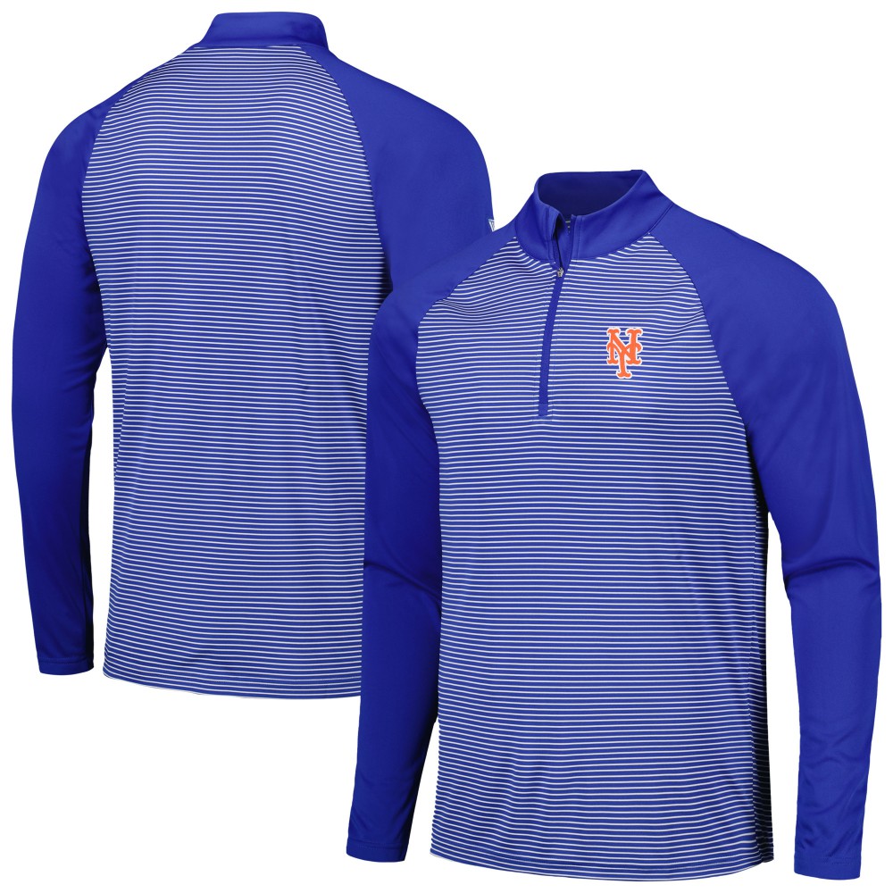 New York Mets Levelwear Charter Striped Raglan Quarter-Zip Top - Royal