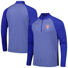 New York Mets Levelwear Charter Striped Raglan Quarter-Zip Top - Royal