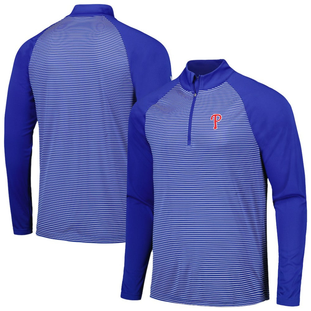 Philadelphia Phillies Levelwear Charter Striped Raglan Quarter-Zip Top - Royal