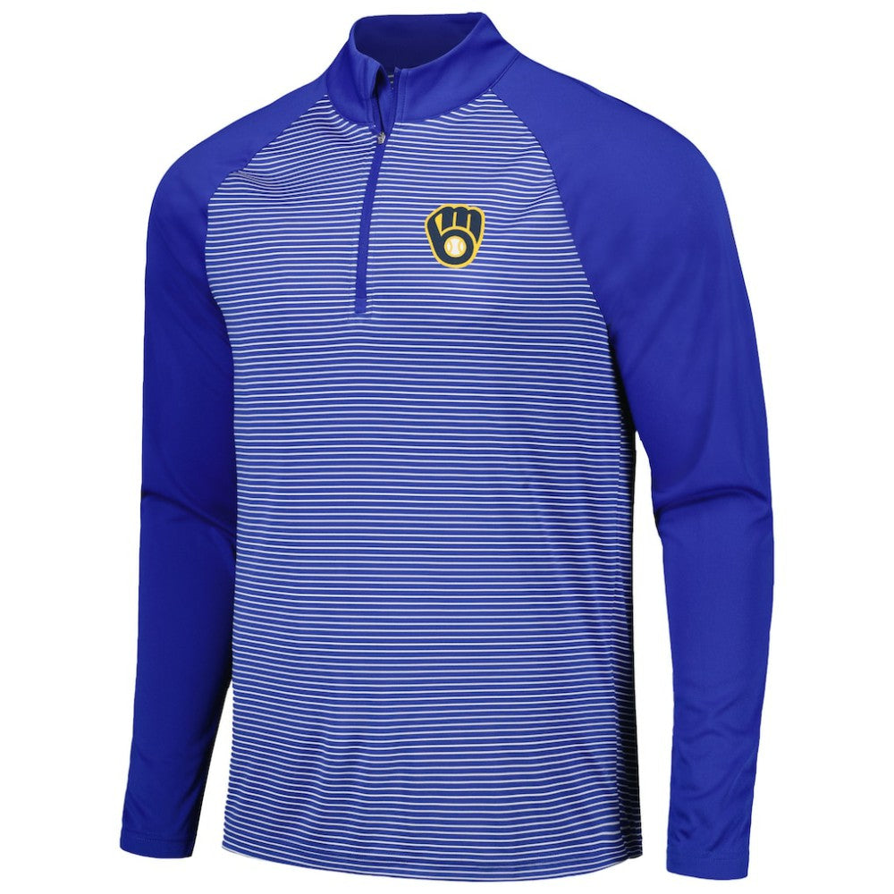 Milwaukee Brewers Levelwear Charter Striped Raglan Quarter-Zip Top - Royal