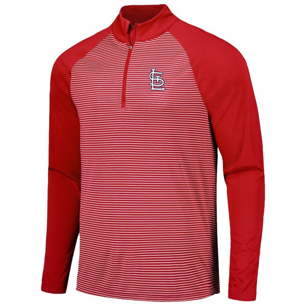 St. Louis Cardinals Levelwear Charter Striped Raglan Quarter-Zip Top - Red