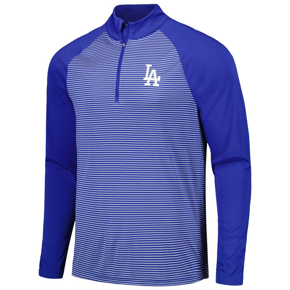 Los Angeles Dodgers Levelwear Charter Striped Raglan Quarter-Zip Top - Royal