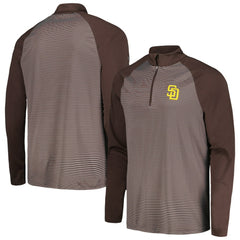 San Diego Padres Levelwear Charter Striped Raglan Quarter-Zip Top - Brown