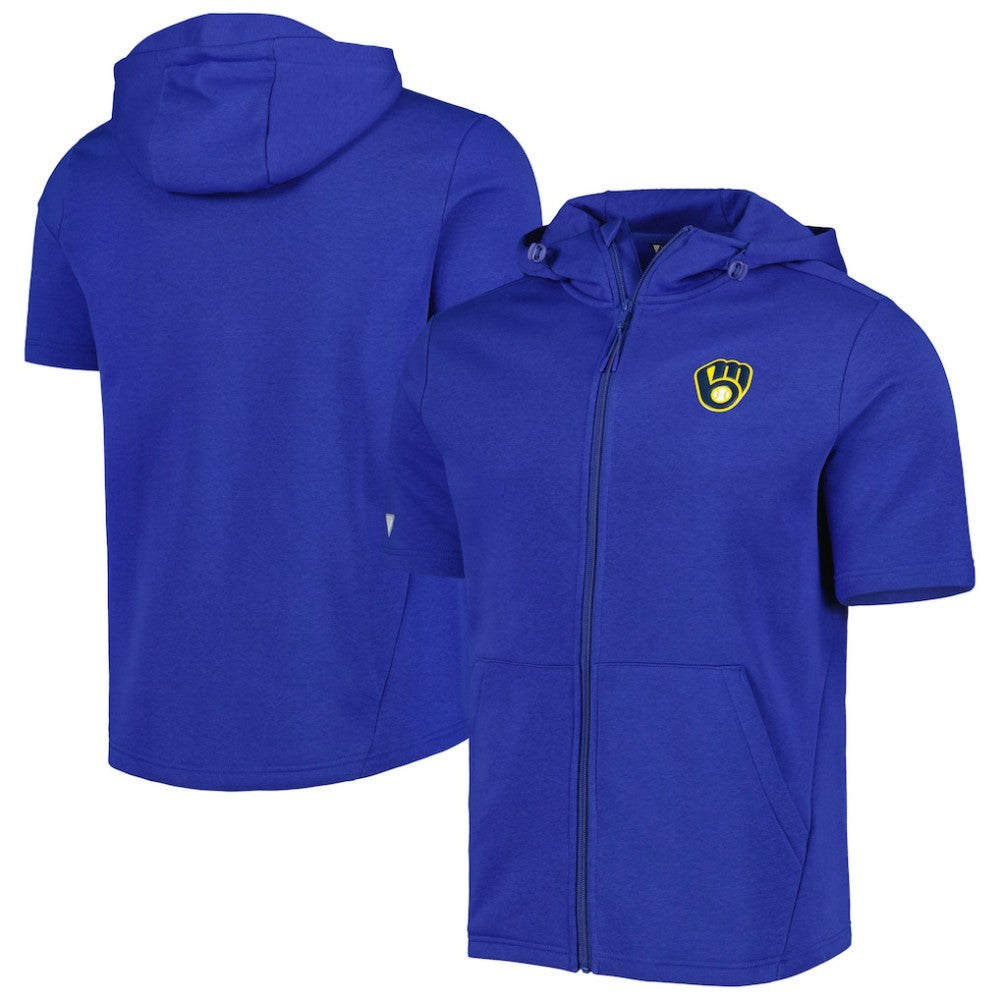 Milwaukee Brewers Levelwear Recruit Full-Zip Short Sleeve Hoodie - Royal
