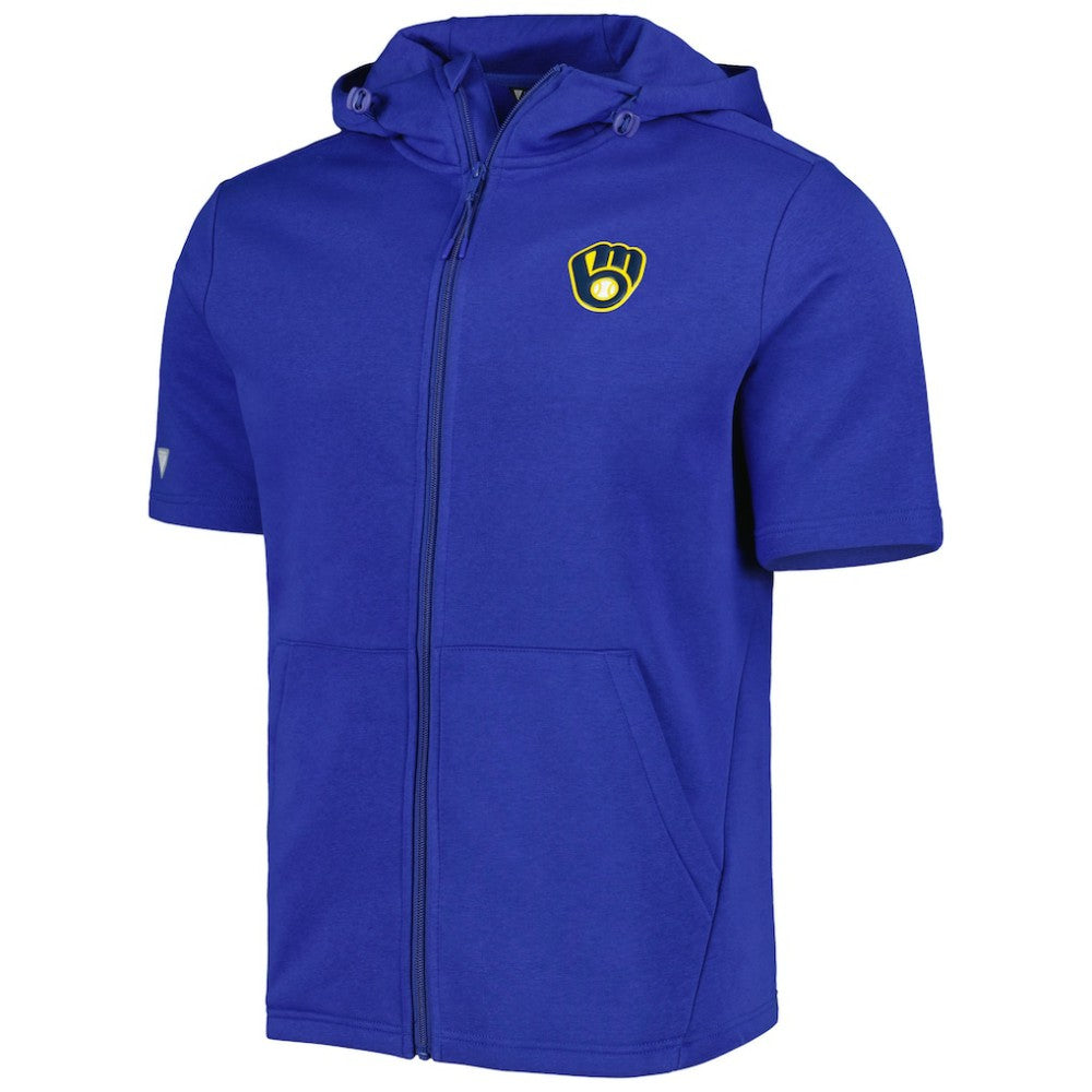 Milwaukee Brewers Levelwear Recruit Full-Zip Short Sleeve Hoodie - Royal
