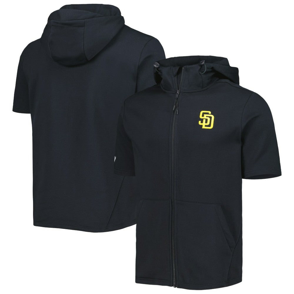 San Diego Padres Levelwear Recruit Full-Zip Short Sleeve Hoodie - Black