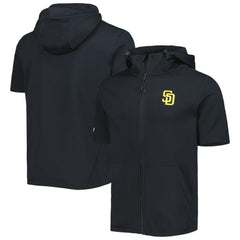 San Diego Padres Levelwear Recruit Full-Zip Short Sleeve Hoodie - Black
