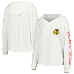 Chicago Blackhawks Concepts Sport Women's Accord Hacci Long Sleeve Hoodie Top White