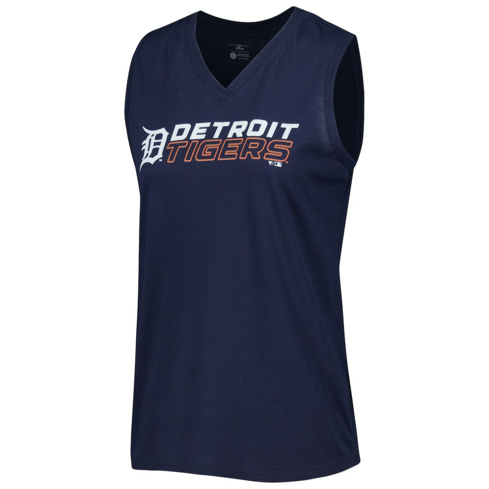 Detroit Tigers Levelwear Women's Paisley Chase V-Neck Tank Top - Navy