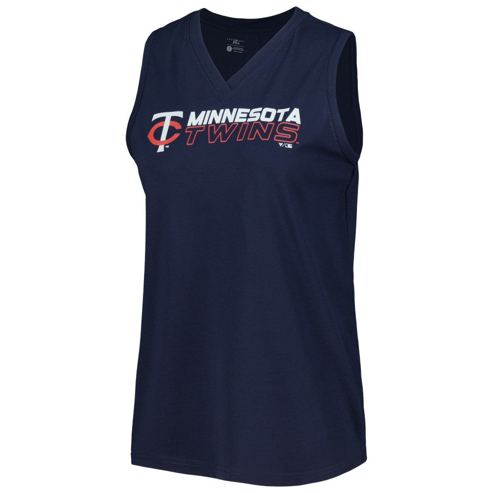 Minnesota Twins Levelwear Women's Paisley Chase V-Neck Tank Top - Navy