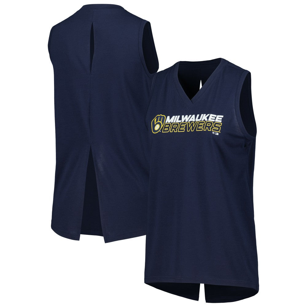Milwaukee Brewers Levelwear Women's Paisley Chase V-Neck Tank Top - Navy