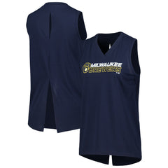 Milwaukee Brewers Levelwear Women's Paisley Chase V-Neck Tank Top - Navy