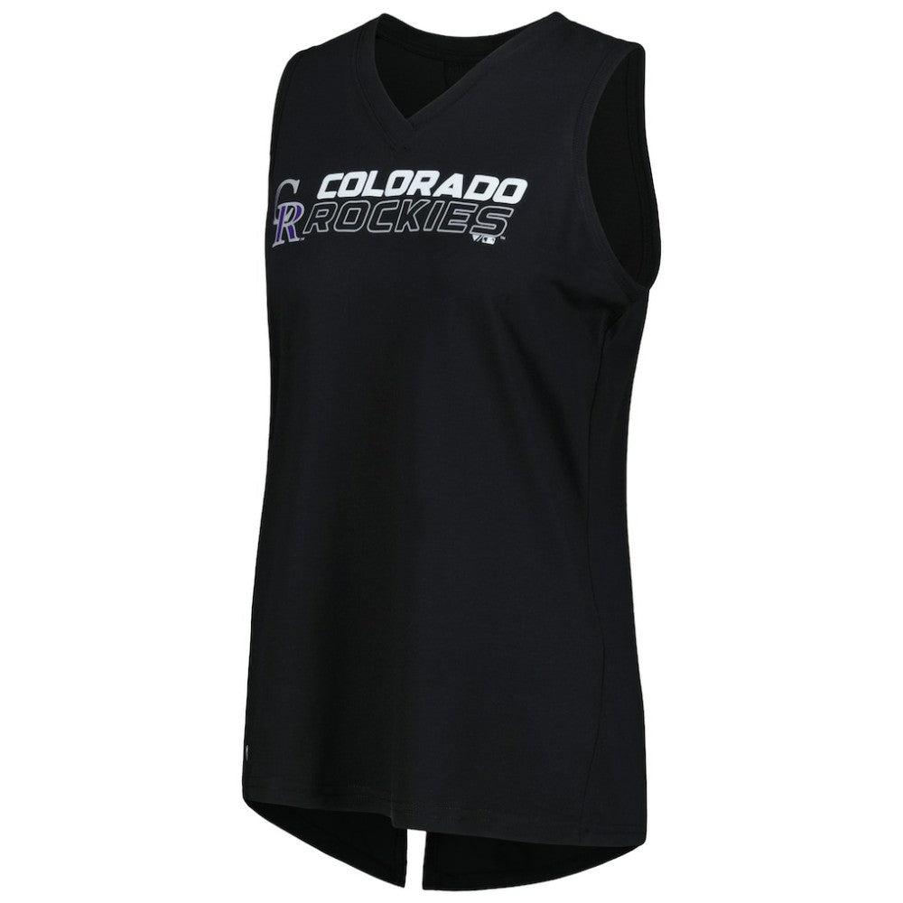 Colorado Rockies Levelwear Women's Paisley Chase V-Neck Tank Top - Black
